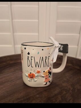 Disney Minnie Mouse Halloween Beware Mug in White, Orange and Black
